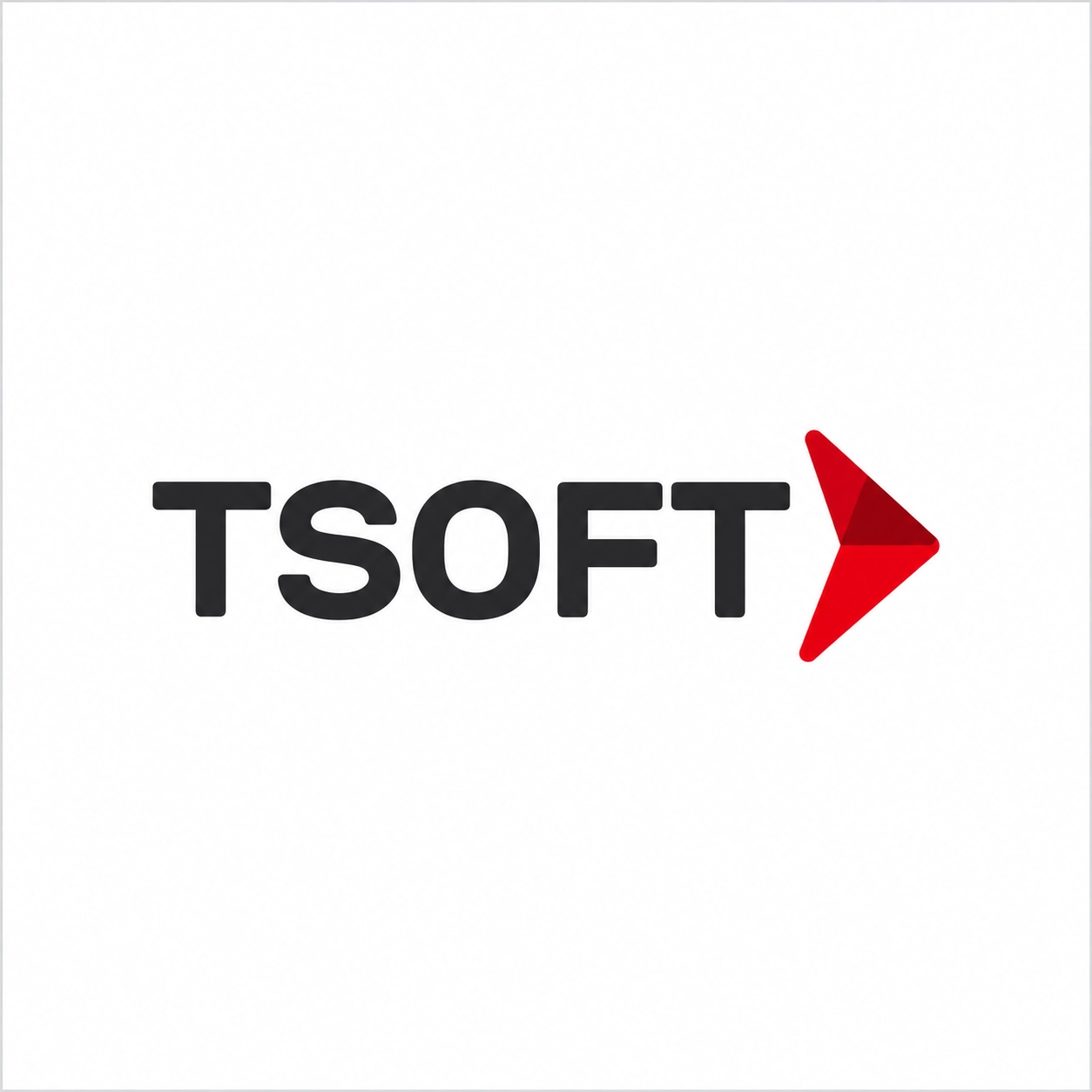 Logo minimalista TSOFT con flecha roja